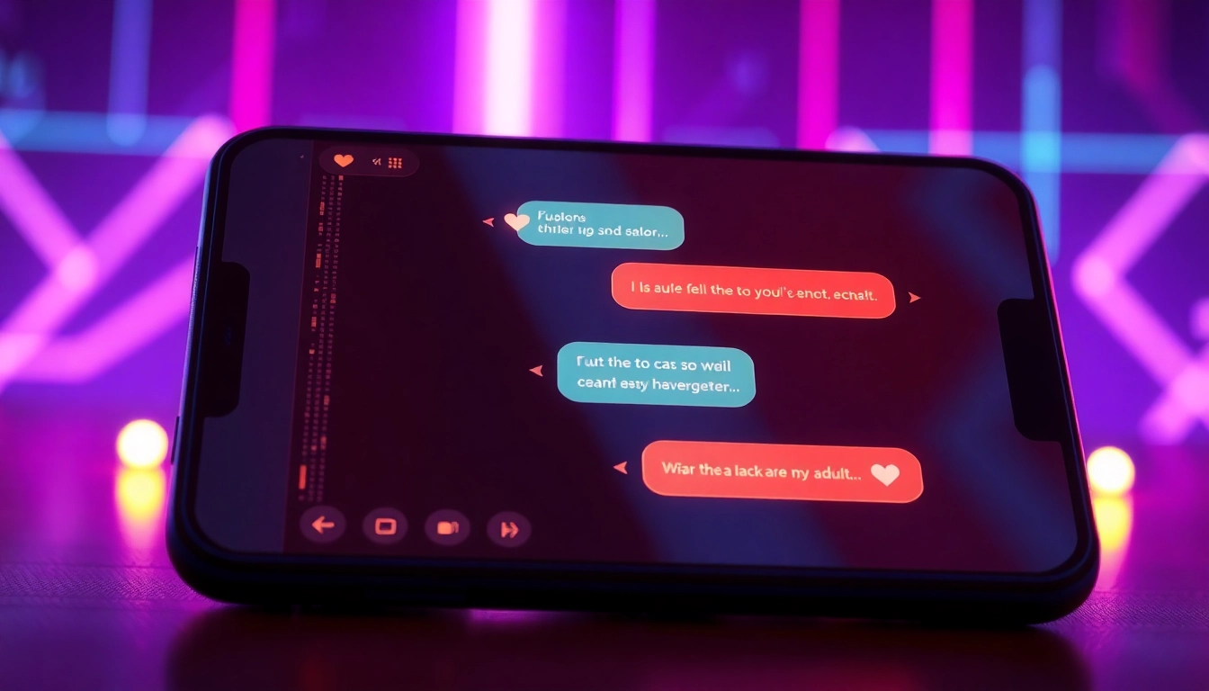 Futuristic digital AI chatbot interface on a glowing device screen with neon lights and cyberpunk aesthetic.